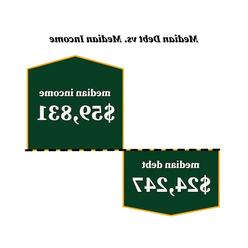 Median Debt Vs. Median Income: $23,949 Median Debt & $53,114 Median Income